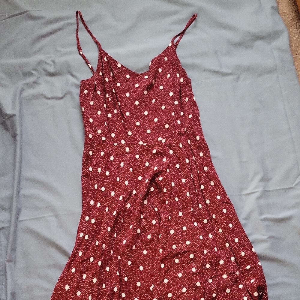 Old Navy Burgundy Polka Dot Midi Dress